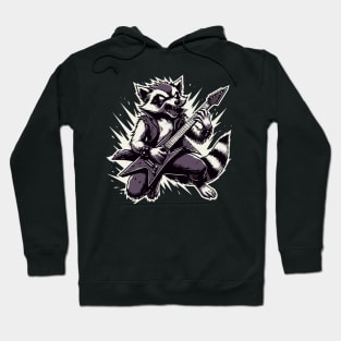 Raccoon Playing Electric Guitar - Rocknroll Raccoon Hoodie